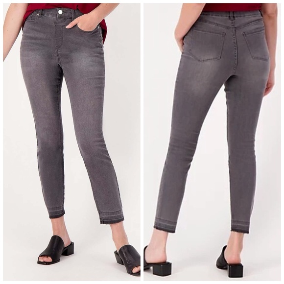 👖|•SUSAN GRAVER•| Grey Pull On Stretch Denim Jeans Size 14👖 - Picture 1 of 10